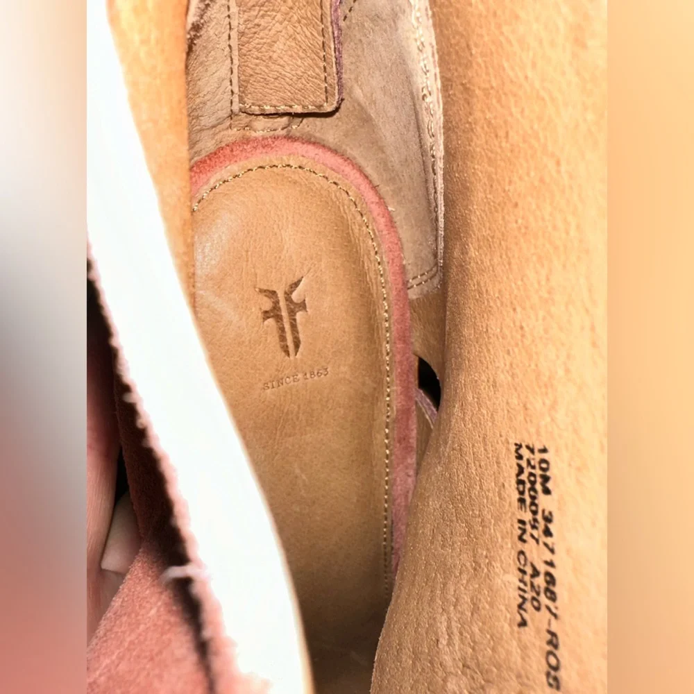 Frye Tash Rose Suede Leather Strappy Sandal Peep Toe Ankle Bootie NWOT size 10 - Picture 13 of 13